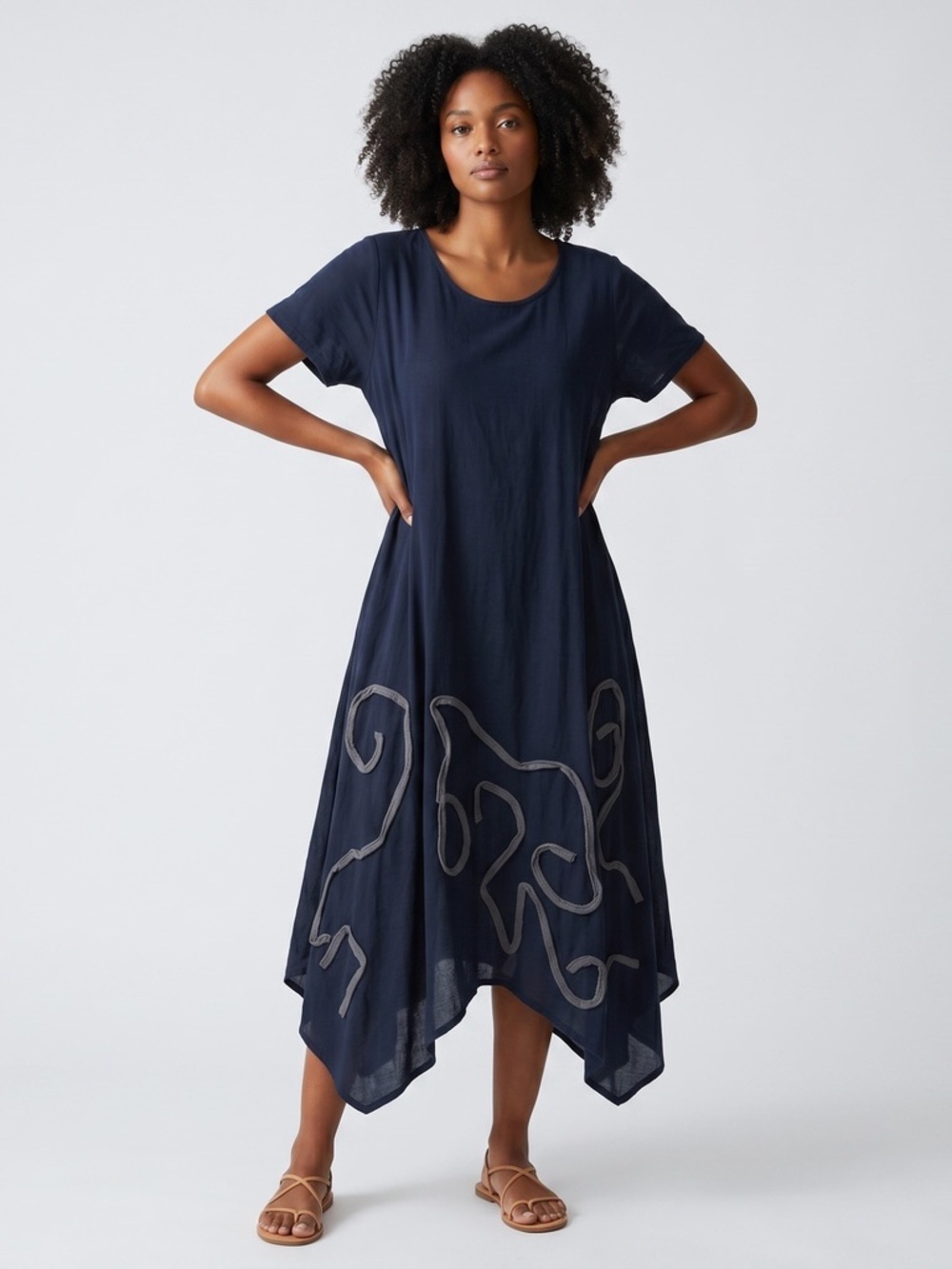 Oh My Gauze! RARE Design - MIDI/Maxi Black Trapeze Dress - Size L/XL - A065